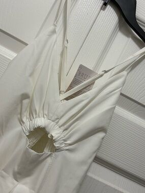 Women's White Cutout V-Neck Spaghetti Strap Dress